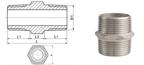 Anahtar Ağızlı Hex Nipel - Paslanmaz Çelik Fittings